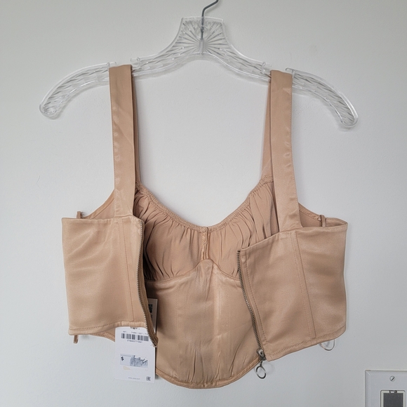 Zara Fairy Coquette Grunge Babydol Beige Corset Top Size Small - Picture 9 of 10